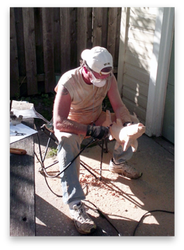 John Koester Originals - John carving a tarpon